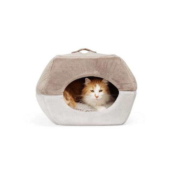 EveryYay 2-in-1 Novelty Pyramid Convertible Cat Bed, 16" L X 16" W, Gray