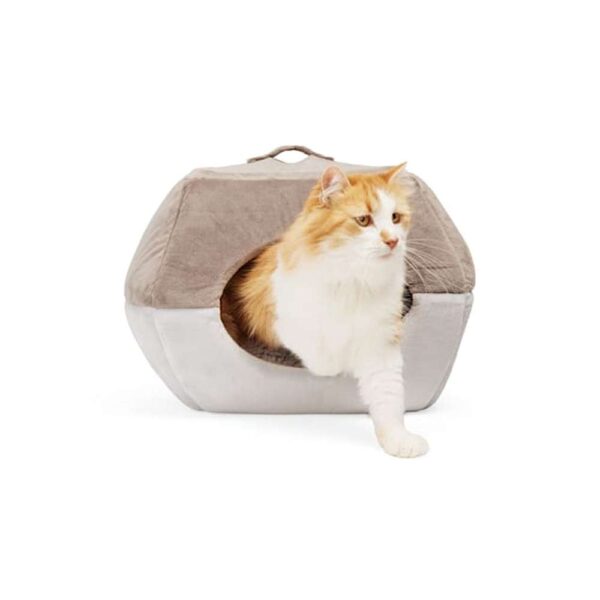 EveryYay 2-in-1 Novelty Pyramid Convertible Cat Bed, 16" L X 16" W, Gray